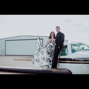 Black and White flowing Maxi